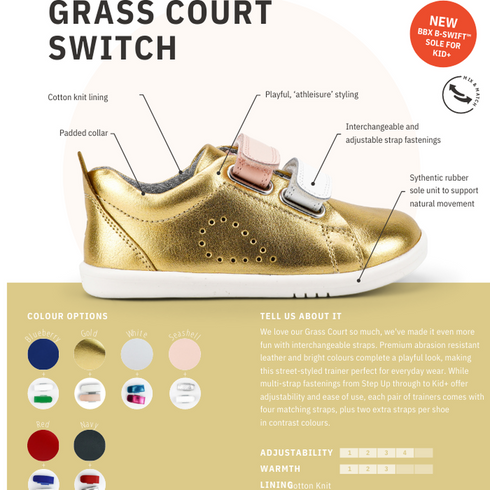Bobux Step Up SU SWITCH Grass Court Sneaker Blueberry Clearance